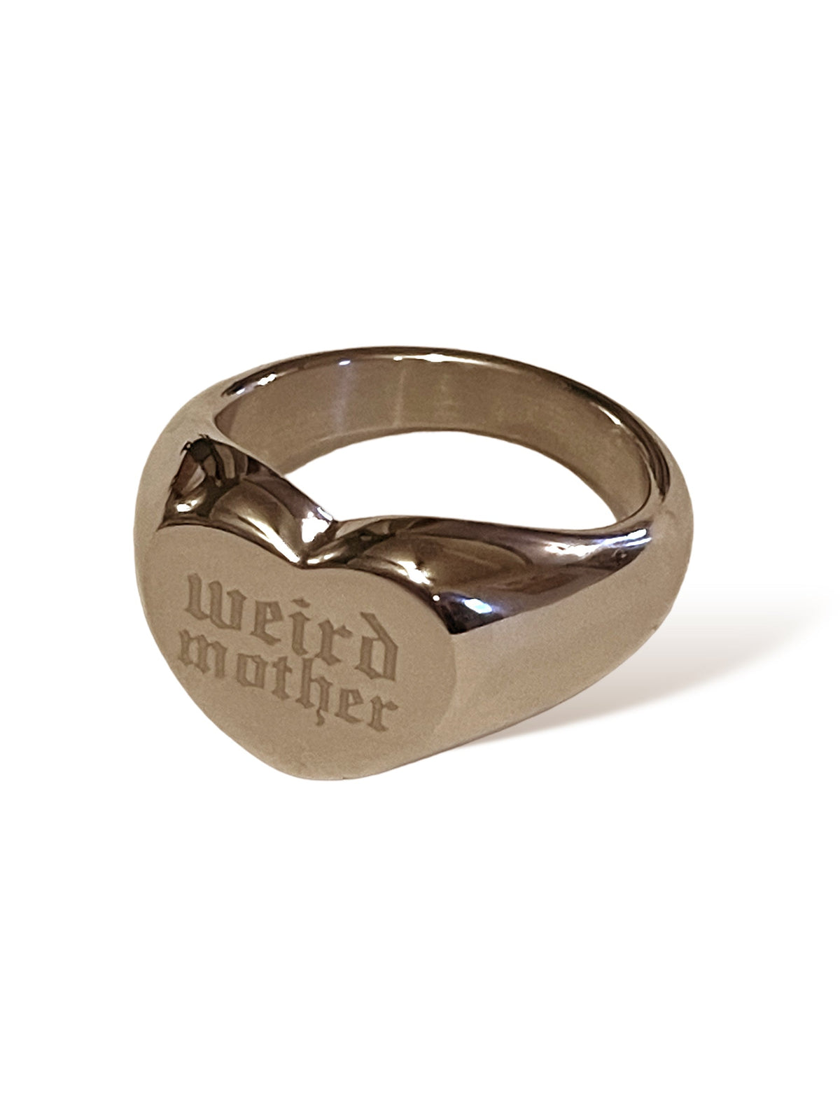Weird Mother Stainless Steel or Gold Plated Heart Signet ring Sizes 5-12